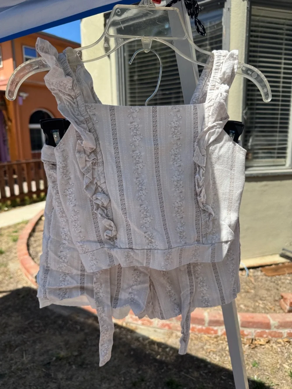 btween Cream and White Embroidered Girls Matching Shorts Set - Picture 2 of 2